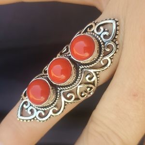 New Coral 925 Silver Statement Ring.